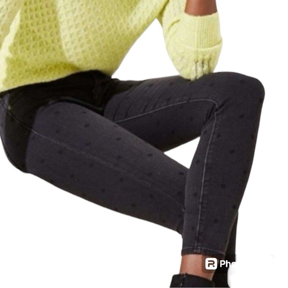 LOFT Denim - Ann Taylor LOFT dark grey med rise polka dot skinny jeans / 27 / Excellent cond.
